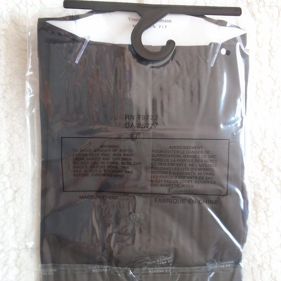 MENS VROOM & DREESMANN MOD FIT LONG SLEEVE DRESS SHIRT SIZE M 15 - 15 1/2 BLACK - Picture 2 of 2